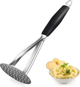 potato masher,  Heavy Duty Stainless Steel Potato Masher, Professional Integrated Masher Kitchen Tool & Food Masher/Potato Smasher with Silicone Handle, Perfect for Bean, Vegetable, Fruits, Avocado, Meat