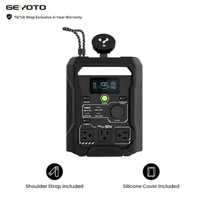 GEYOTO N300 Portable Power Station, 256Wh LiFePO4 Battery, 300W AC Output (500W Peak), 65W USB-C PD & 25W Wireless Charging, Fast Charging Backup Power for Camping, Travel & Power Outages fathersdaygift