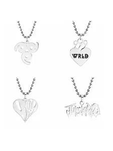 Rapper Wrld 999 Necklace Heart Letter Pendant Creative Streetwear Accessory, Minimalist Sweater Chain, Unisex Fall Winter Jewelry, Heart Design Necklace, Heart Shaped Necklace