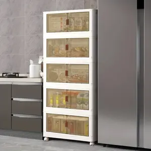 45cm 2/3/4/5 Layers Floor foldable lockers - spacious, stackable, versatile plastic lockers with doors and wheels - easy to assemble, space saving, perfect for organizing families in bedrooms, living rooms and kitchens, winter storage.