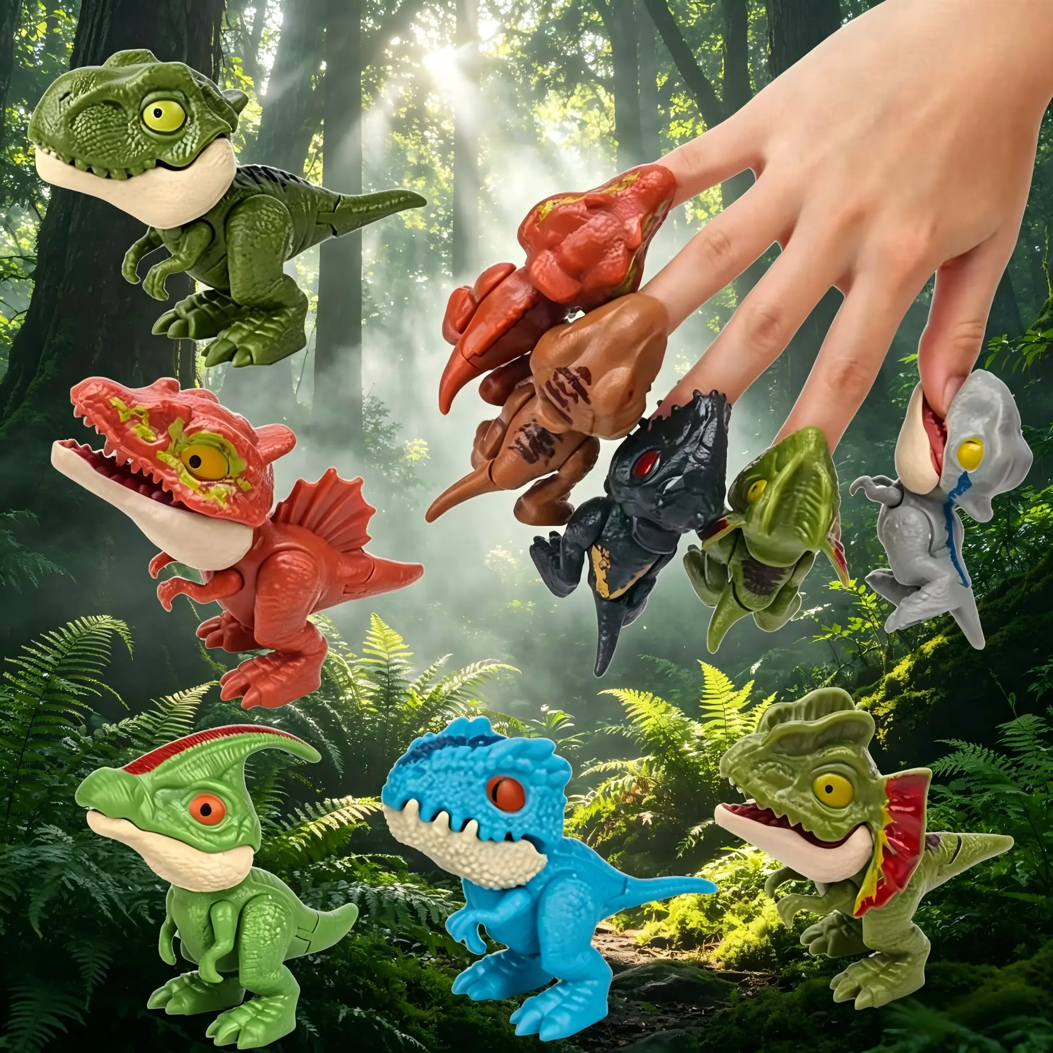 5PCS Biting Finger Dinosaur Toys, Chomp Dino Finger Puppet Figures, Funny Snap Bite Dino Hand Toys, Kids Party Supplies, Easter Egg Fillers, Birthday Gifts for Boys and Girls