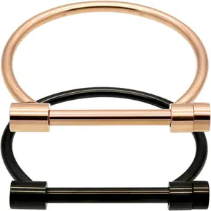 2 count Screw Bracelet Stainless Steel Bar Cuff Bangle Set