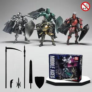 Medieval Knight Armor Doll Model, Multi-Jointed Assembled Action Figure, Articulated Figures, Figures Set, Includes Expansion Weapon Bag and Display Stand, Figures Combo, Multi Jointed Collectible, Articulating Figurines