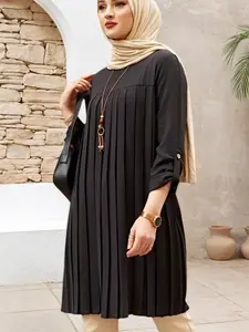 Women's Fashion Versatile Solid Color Round Neck Long Sleeve Pullover Casual Top, Modest Loose-Fitting Shirt for All Seasons, Modest Clothes