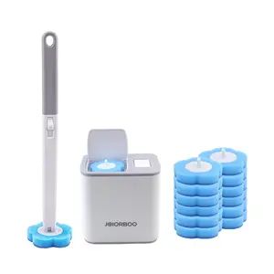 JOIORBOO Upgrade Disposable Toilet Brush, Disposable Toilet Cleaning Set with Holder & Refills, Extended Handle Bowl Brush for Hygienic Bathroom Maintenance, 30 Disinfecting Heads Included