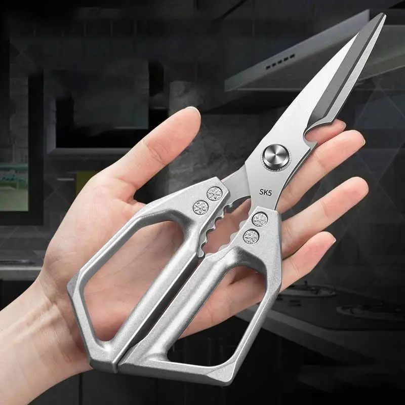 1pc Heavy Duty Stainless Steel Meat Scissors - Easily Cut Chicken Bones, Multi-Purpose Kitchen Tool for Home, Restaurant and Outdoor Use - Durable, Rust-Proof, Professional Grade, Kitchen Cutting Tool Multi-Purpose Scissors