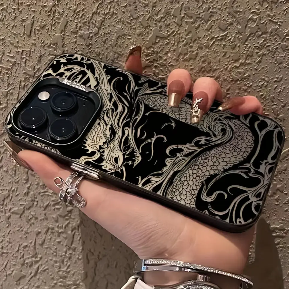 New Dragon Totem Pattern Silicon Protective Cellphone Casing for iPhone 17, 16 Pro Max, 15, 14, 13, 12, 11, Air, XR, XS, SE, Plus – Shockproof, Anti-Scratch, Durable PC Back Cover