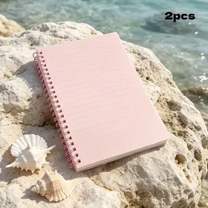 2 thick-cover spiral notebooks with double coils - lined pages design - soft cover suitable for diaries, journals, office records, project planning, accounting, meeting notes, compact spiral binding, suitable for business use