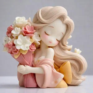 Girl Holding Flowers Mold, Silicone Mould for Candle Making, Soapmaking, DIY Craft Tool, Handicraft, Handmade Crafts, Perfect for Home Decor & Gifts