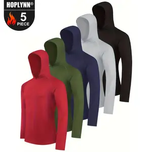 HOPLYNN  Men's Athletic Hoodies Long Sleeve Fishing Shirts for Men Shirts Lightweight Rash Guards gym outfits  workout tops  gym shirts