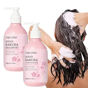 200ml Sakura Shampoo and 200ml Sakura Hair Conditioner Set, Haircare, Hair Care Products, with glycerin, and tocopherol, cleanses and nourishes hair, strengthens hair, and leaves a floral fragrance. Suitable for all hair types and men and women