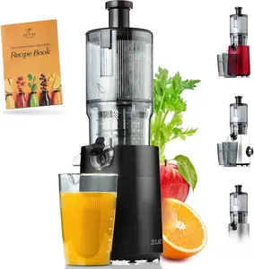 Zulay Kitchen Cold Press Electric Juicer 5" Wide Chute, 50 RPM Slow Masticating Juicer for Less Oxidation for High Juice Yield, 4-Part Filtration, Stainless Steel Blades for Whole Fruits & Veggies
