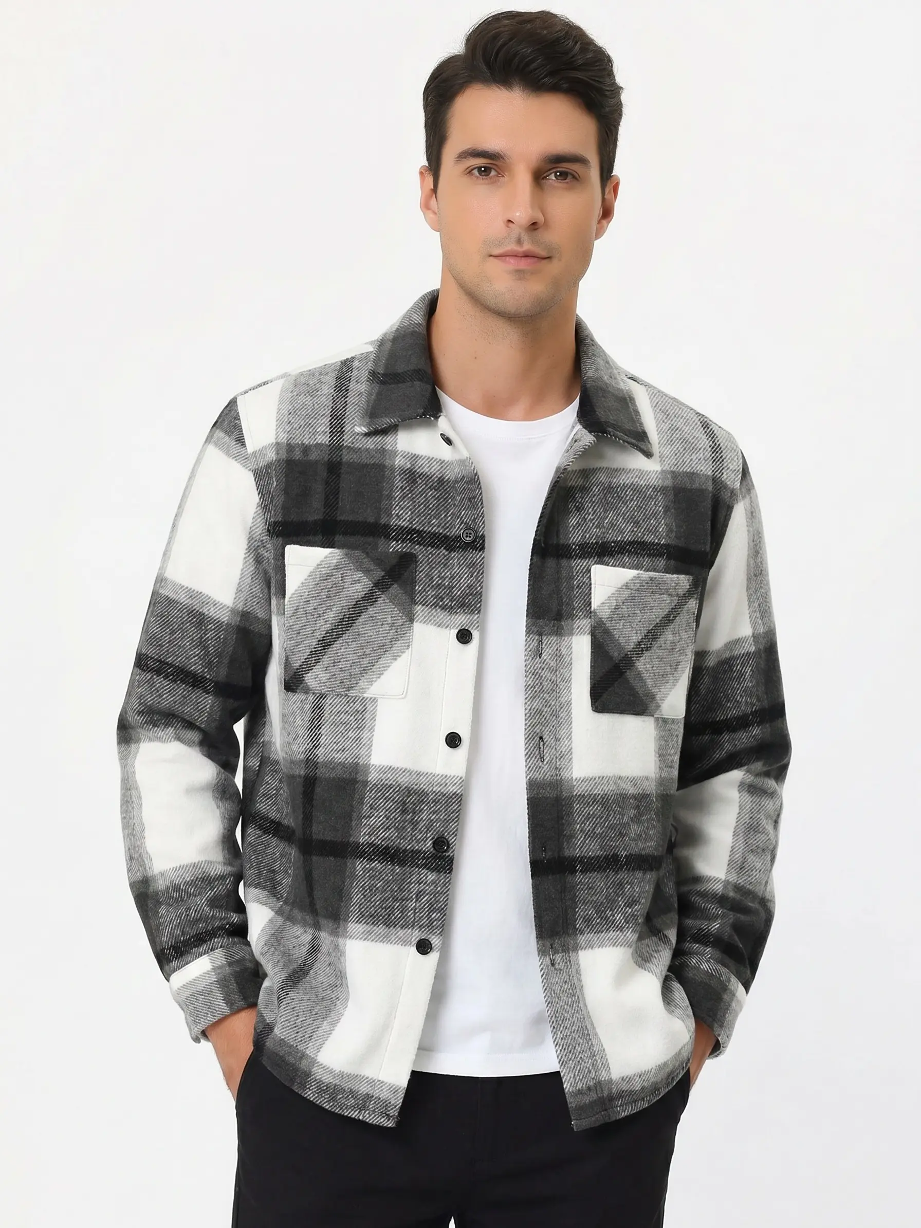 COOFANDY Fall Outfits Classic Menswear Flannel Shirts Casual Button Down Plaid Shirt Jacket Long Sleeve Pockets Coats for Autumn Spring Winter