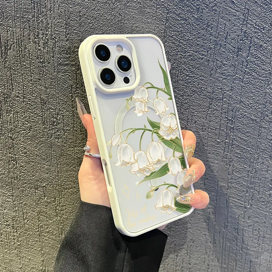Case for iPhone 16 Pro Max 15 Plus 14 13 12 11 XS Max XR X Valley Lily Pattern Compatible Shockproof Anti-Scratch Non-Yellowing Transparent Stylish Smartphone Cover Gift Suitable for Samsung S24 FE