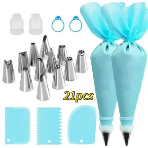 Cake Decorating Tool Set, 21pcs/set Including Piping Bag & Tips & Scraper & Coupler & More, Professional Baking Tool Set for Home Kitchen Baking House, Pastry Decorating Tools