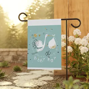 Stork and Bundle Baby Boy Garden Flag | Yard Banner, Nursery Decor