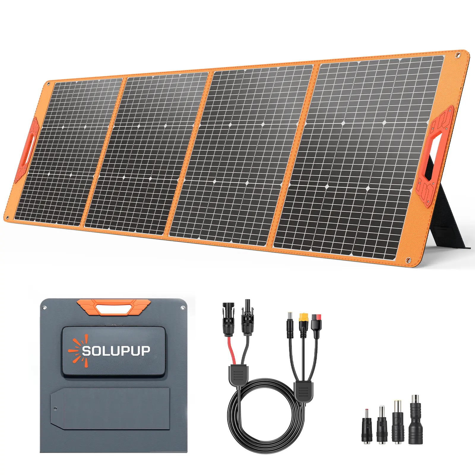 SOLUPUP 200 Watt Portable Solar Panel for Power Station, 24% High Efficiency Foldable Solar Charger with MC4 & USB Outputs, IP66 Waterproof Solar Panels with 4 Kickstands for Trip RV Camping Off Grid tiktokshopbacktoschool