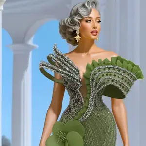 Sparkling Pageant Dresses Bold & Elegant Couture Looks Green Beaded Ruffle Design for Special Occasions Perfect for Pageant Events