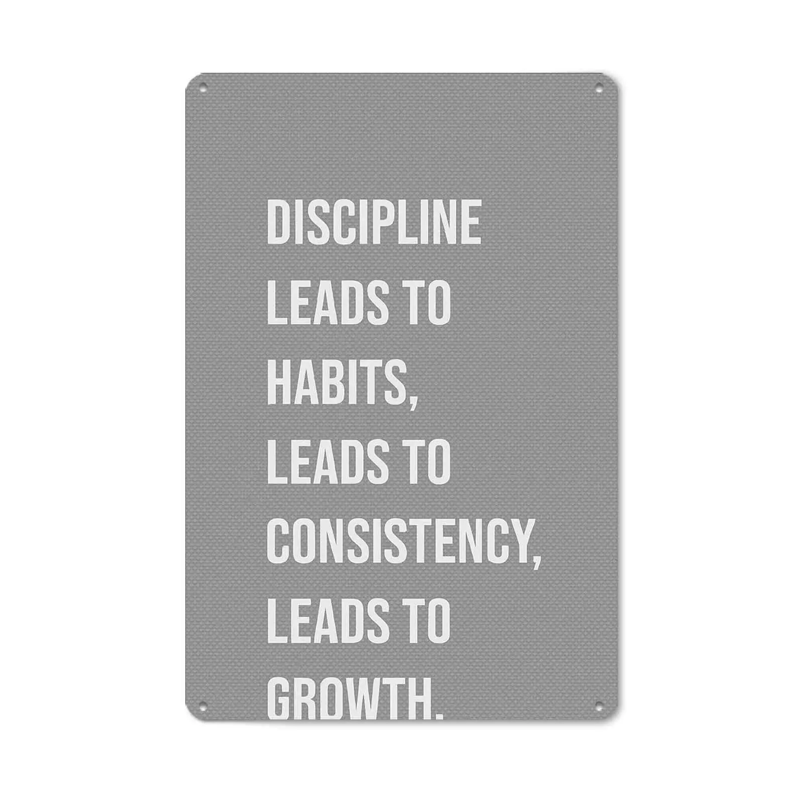 Vintage Inspirational 8x12 Inch Aluminum Metal Sign – Discipline Leads To Growth Wall Art Decor for Office, Home, Man Cave, Garage, Gym