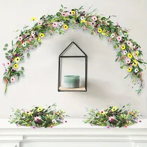 6-Foot Artificial Spring Wreath with Eucalyptus Leaves, Ideal for Indoor/outdoor Decor, Perfect for Wedding Arches, Table Centerpieces, Porch, Easter, Flowers