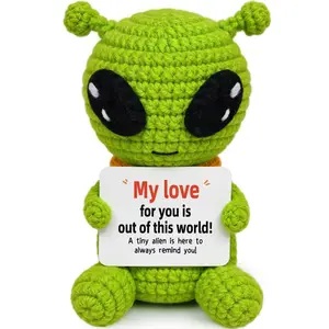 Alien Easter Basket Gift Essential, Perfect Gift for Him Her Boyfriend Girlfriend, Mini Soft Adorable Stuffed Handmade Crochet Alien, Romantic Valentine's Day Birthday Gift