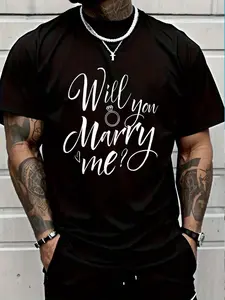 100% Cotton Wedding Proposal Will You Marry Me - Engagement Outfit Gift T-Shirt Women's Men's Graphic Tee Crew Neck summer vacation Tops