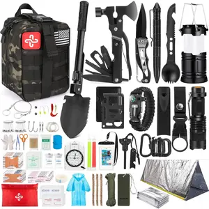 Kit, 250Pcs Gear First Aid Kit with Molle System Compatible Bag and Emergency Tent, Emergency Kit for Earthquake, Outdoor Adventure, Hiking, Hunting, Gifts for Men Women