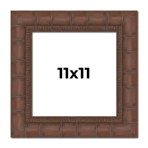 11x11 Brown Wide Bamboo Picture Frame - UV Acrylic, Foam Board Backing, Hanging Hardware