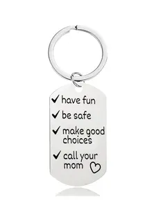 Slogan Pattern Keychain, Stainless Steel Keychain for Women & Men, Fashion Accessories for Daily Use, Trendy All-match & Exquisite Keychain for Birthday Gift