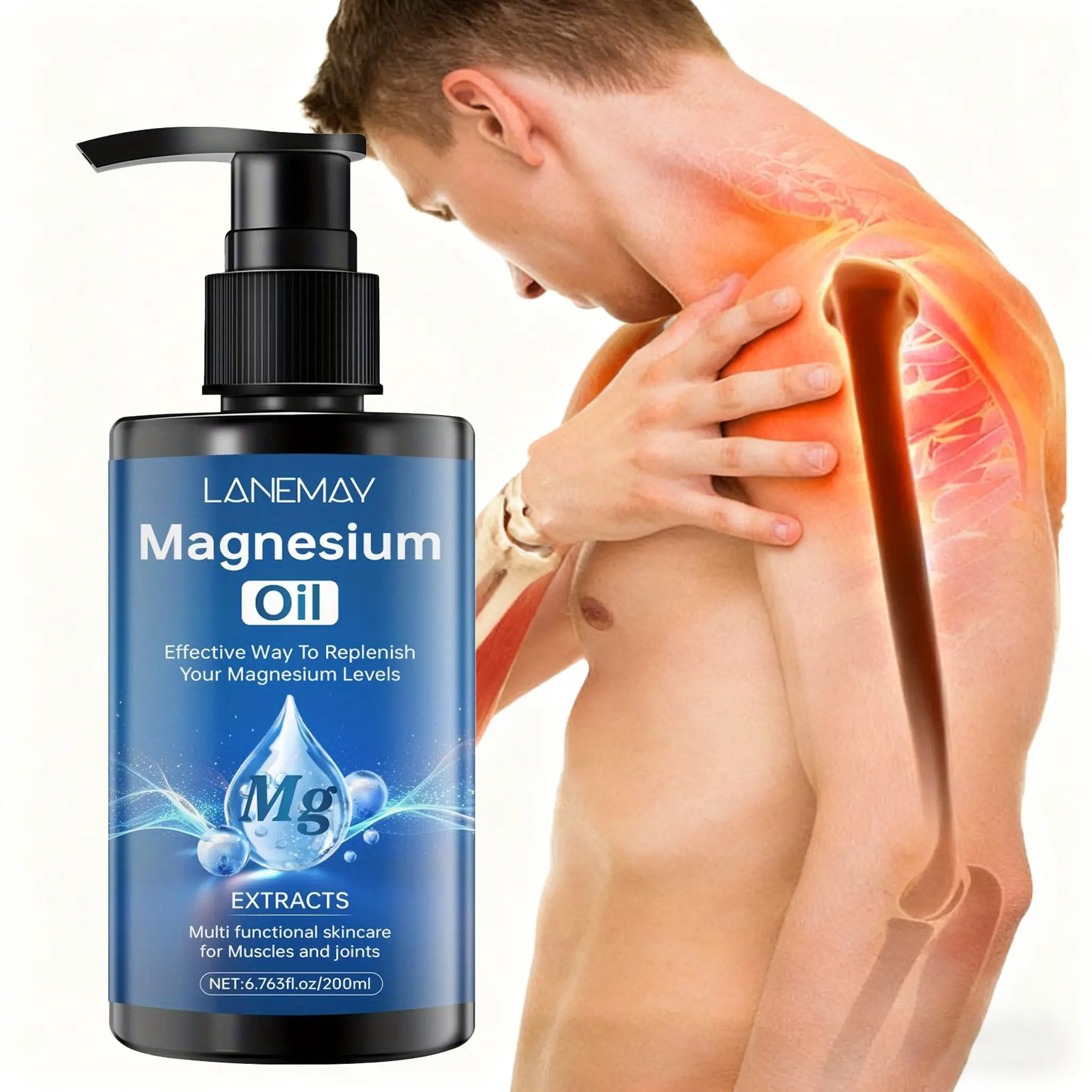 Magnesium-enriched plant-based body massage oil soothes neck and shoulder muscles, nourishes joints and skin, deeply nourishes, relieves neck and shoulder pain from prolonged sitting, and relaxes muscles.
