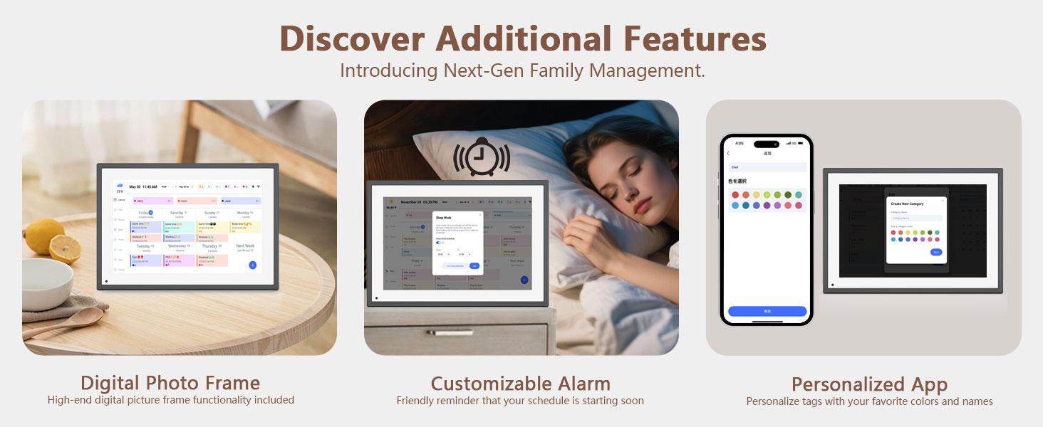 10.1 inch Wall Planner Digital Calendar & Chore Chart,Smart Touchscreen Interactive Display for Family Schedules,Hearth Display Digital Calendar, Digital Photo Frame Share Moments from Anywhere