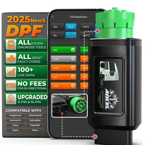 ANCEL HD100 Bluetooth Heavy Duty Truck Scanner, All System Diagnostic Tool Fits for Cummins Caterpillar DPF Regen Service Tool, Diesel Heavy Truck & Car 2 in 1 Code Reader, EOBD HD OBD OBD2 Scanner