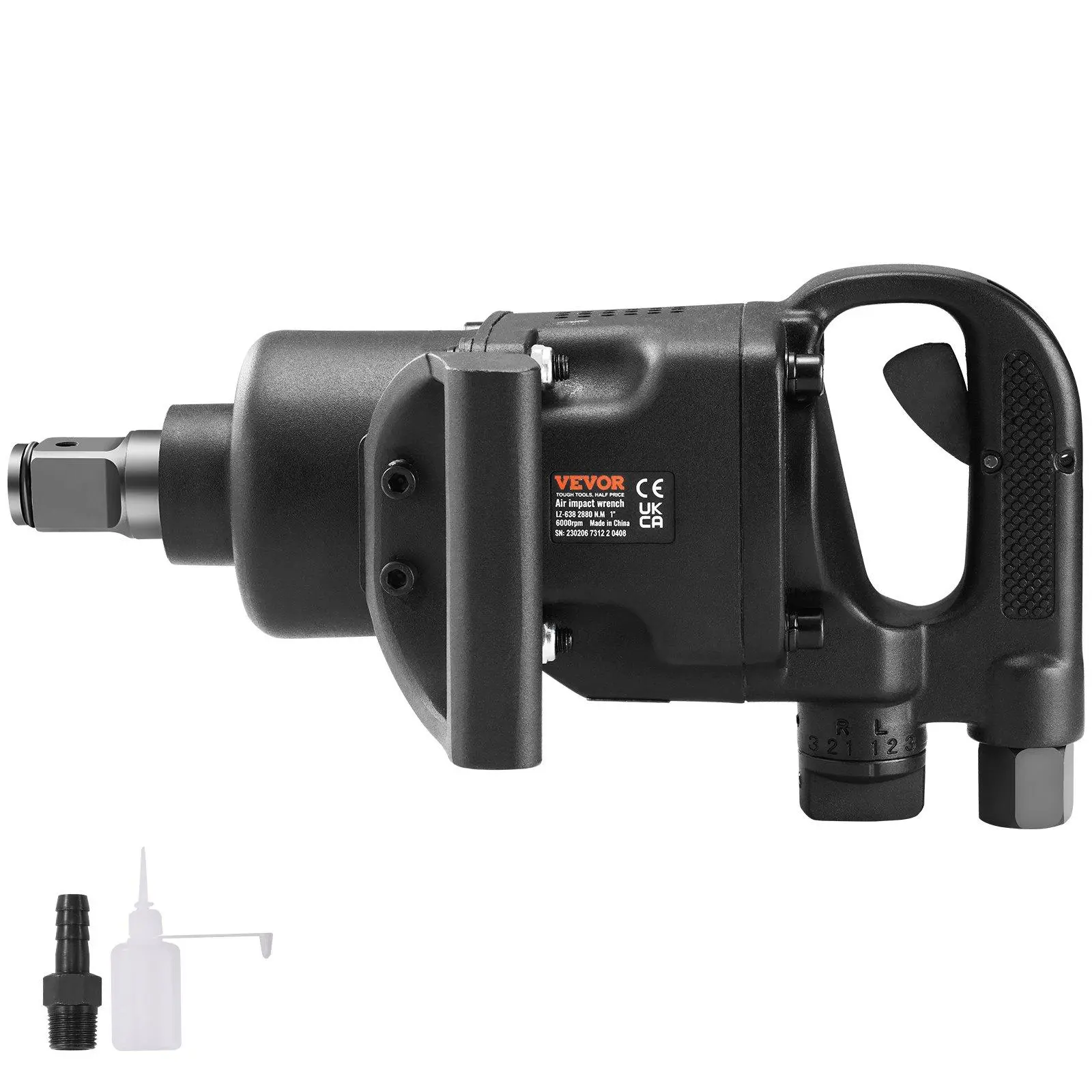 VEVOR 1-Inch Air Impact Wrench Power Tool, Universal Variable Speed Wrench for Mechanics, Up to 2730 ft-lbs Reverse Torque, Lightweight Pneumatic Impact Gun with 2 Handles for Heavy Duty Repairs [Summer Finds, TikTok Shop Black Friday]