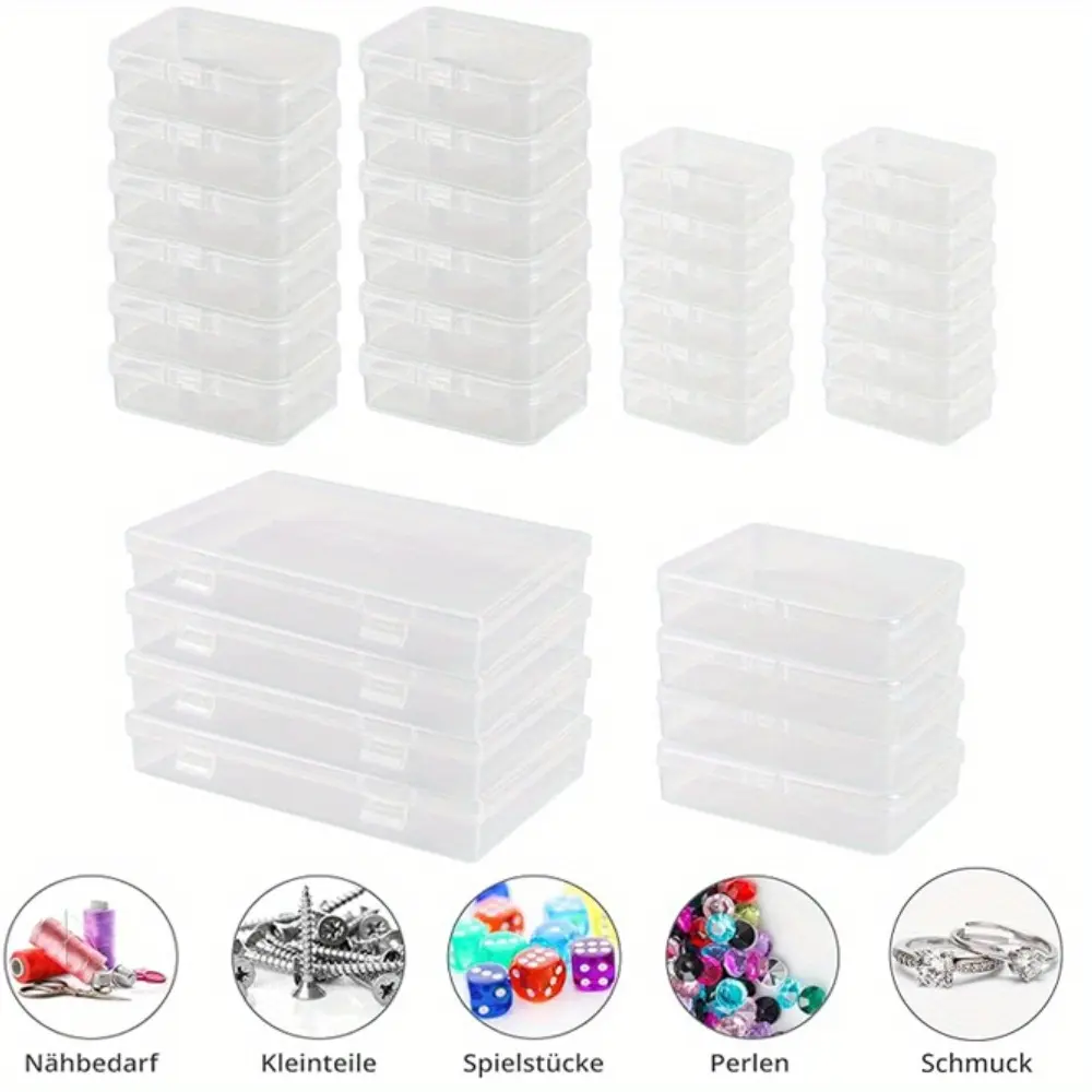 32PCS Transparent Plastic Storage Box Set - Multifunctional Storage Box Suitable for Beads, Game Accessories, Business Cards, Handicrafts, And Office Supplies,Clear Storage Box,Kitchen Organizer And Storage