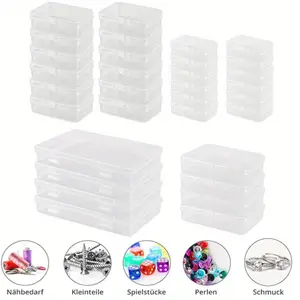 32PCS Transparent Plastic Storage Box Set - Multifunctional Storage Box Suitable for Beads, Game Accessories, Business Cards, Handicrafts, And Office Supplies,Clear Storage Box,Kitchen Organizer And Storage