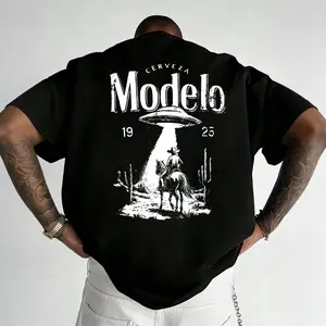 It's time for a Modelo beer! Fun beer print short-sleeved T-shirt, a top for beer lovers, comfortable fabric, suitable for both men and women.