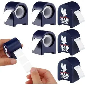 6 Pcs Patriotic Wooden Stamp Roll Dispenser Wood Postage Stamp Holder Organizer for 100 Roll Stamps Independence Day America Decor for Mailing Desk Home Office Supplies