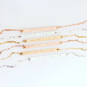 Morse code skinny bar necklace - Silver, Gold or Rose Gold Bar