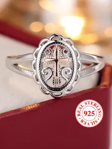 S925 Sterling Silver Ring Cross Lace Vintage Engagement Ring, Elegant Women's Wedding Promise Rings Birthday Anniversary Gift Suitable for Daily Date Wearing Jewelry（with Box） Fashion Engagement Rings