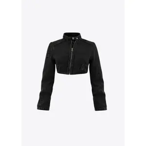 Cropped Moto Jacket- Black