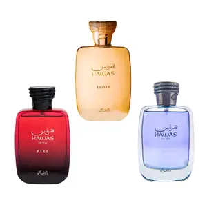 Rasasi Hawas Elixir, Hawas Fire & Hawas for Him – The Ultimate 3-Piece Fragrance Set for Men (3 x 3.4 Oz)