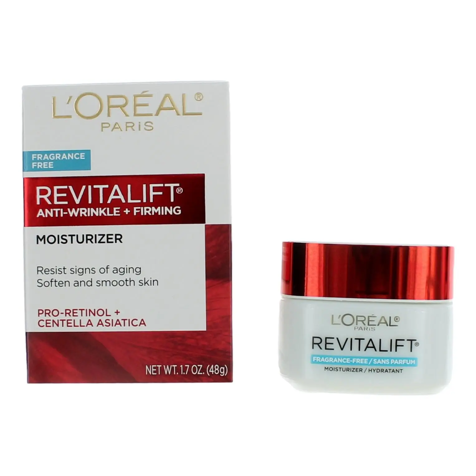 L'Oreal Revitalift Anti-Wrinkle & Firming Retinol Face Cream - 1.7oz Fragrance-Free, Smooth, Hydrating Moisturizer, Hydrate