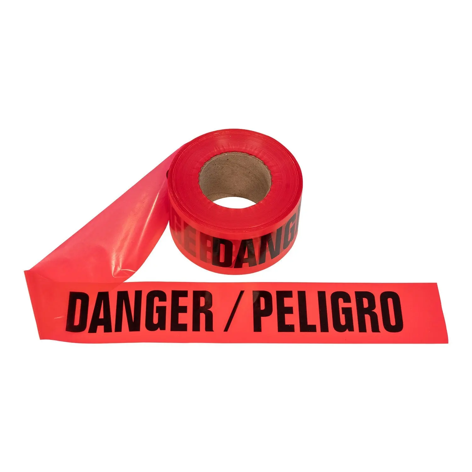 Hazard Warning Barricade Tape, 3 in. x 1000 ft. Roll, Red, "DANGER/PELIGRO"