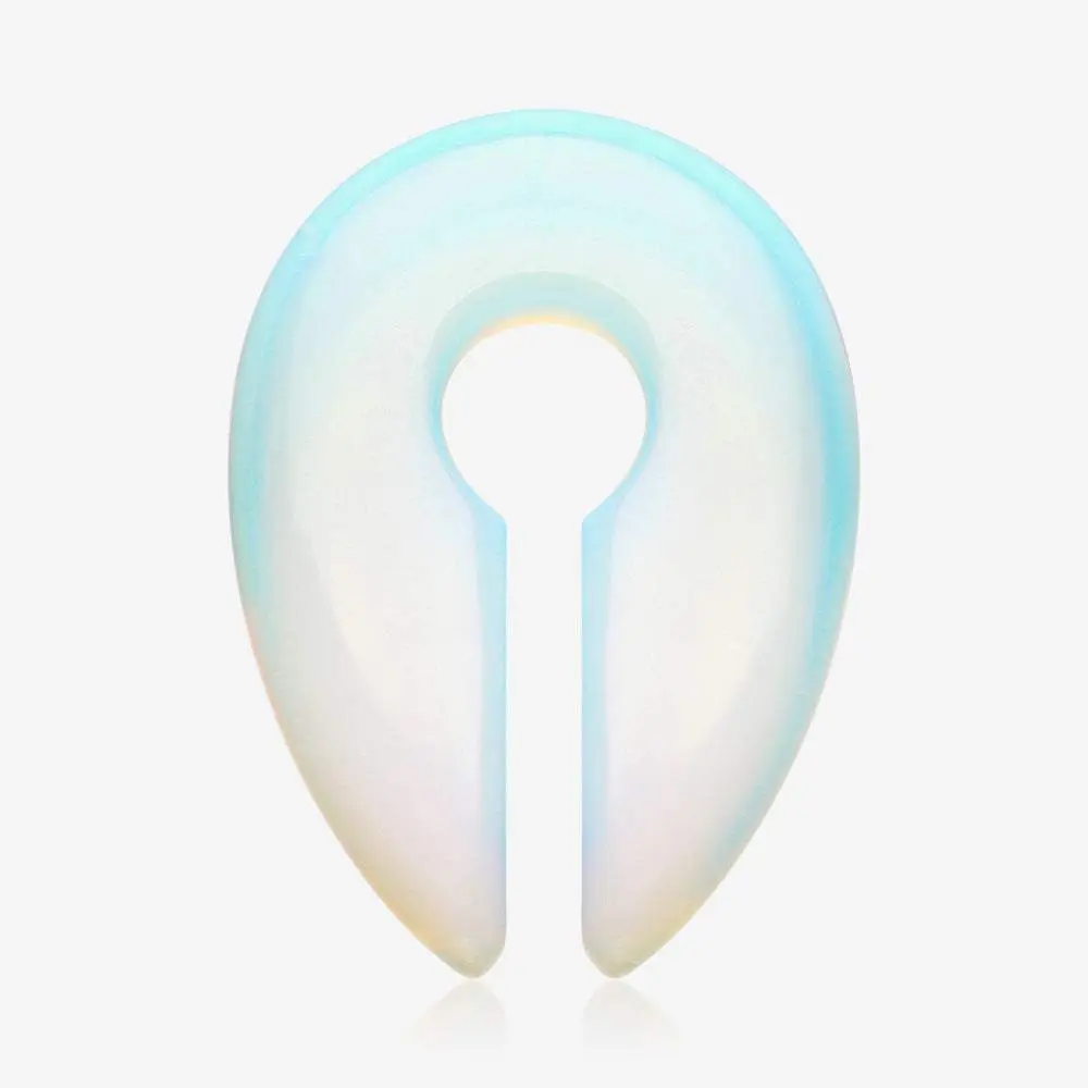 Opalite Stone Keyhole Ear Weight Gauge Hanger - Comfortable & Secure Ear Jewelry for Stretched Lobes - Available in Various Sizes - 2GA, 0GA, 00GA Options