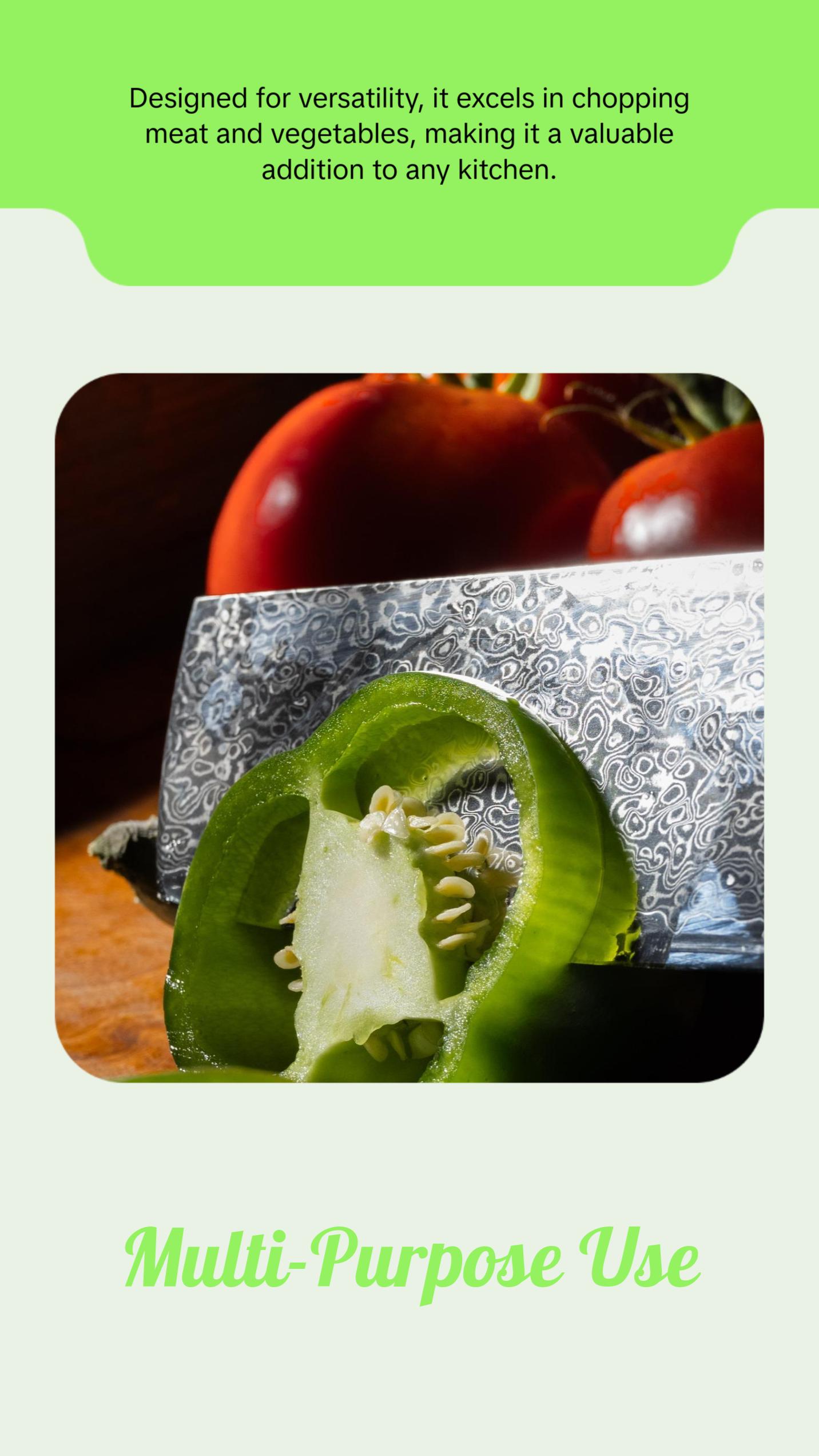 EXCALIBLADES Nakiri Knife - Stainless Steel Damascus Knife with Full Tang Handle & Black Turquoise Handle, Sharp for Meat and Vegetable Use