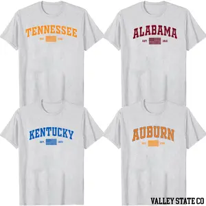 Retro State Pride T-Shirt USA EST Inspired Varsity Style Unisex Graphic Tee for Travelers, Casual Outfit Souvenir Gift for Family & Friends on Holidays & July 4th