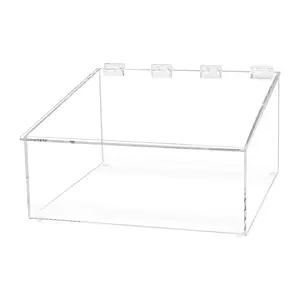 Acrylic 10”W Bread Pastry Bin Top Opening Dry Food Baked Goods Candy Storage Display Clear Plexiglass Hinged Lid for Easy Access Kitchen Container by 321 Plastics