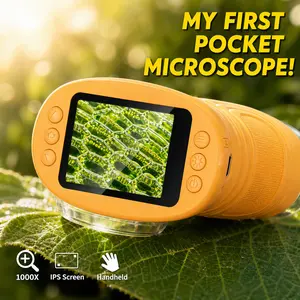 [SummerVibes] Handheld Portable Digital Microscope for Kids, 1000X USB-Powered Science Toy with 2'' IPS Screen, Educational STEM Microscope for Students