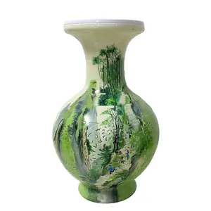YUMIRNIS Green 3D Puzzle Vase - Flower Arrangement Vase - Emerald Art Decor with LED Light & Water Cup - 200 Pcs Curved DIY Jigsaw for Real Flowers - Nature Style Gift for Women - (11" Tall)