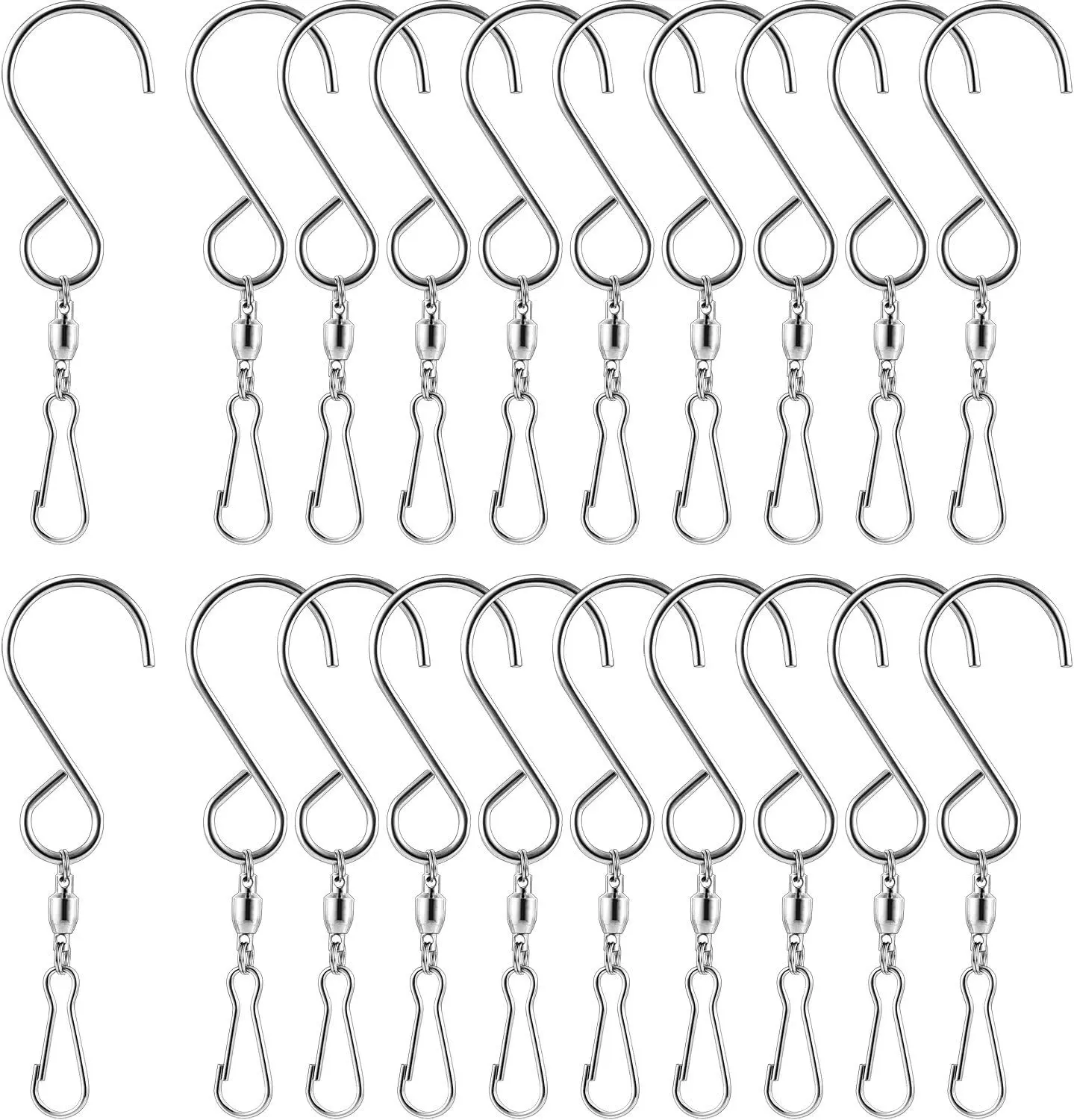 20 Pack Wind Spinner Swivel Hooks Clips for Hanging Wind Spinners Chimes  Twisters Garden Bells Party